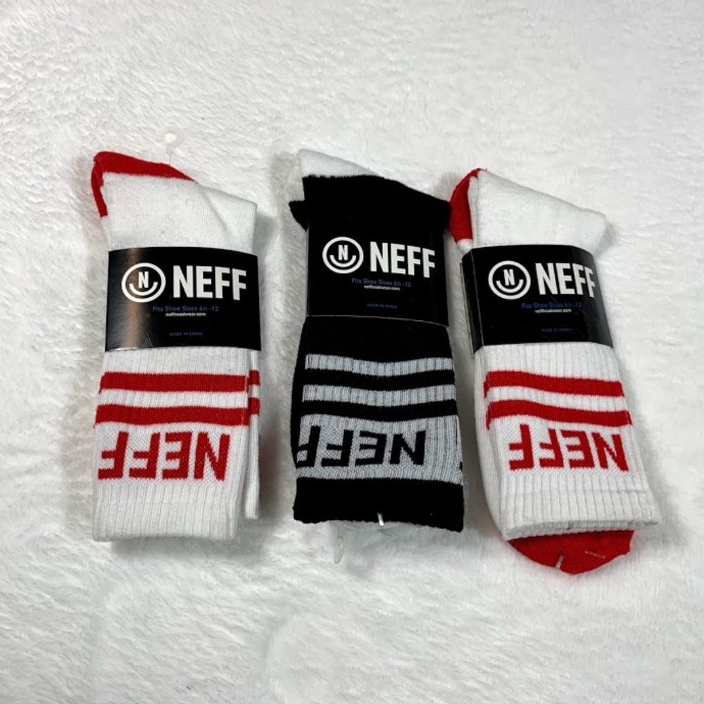NEFF Lot of 3 Black White Crew Socks - Picture 1 of 3